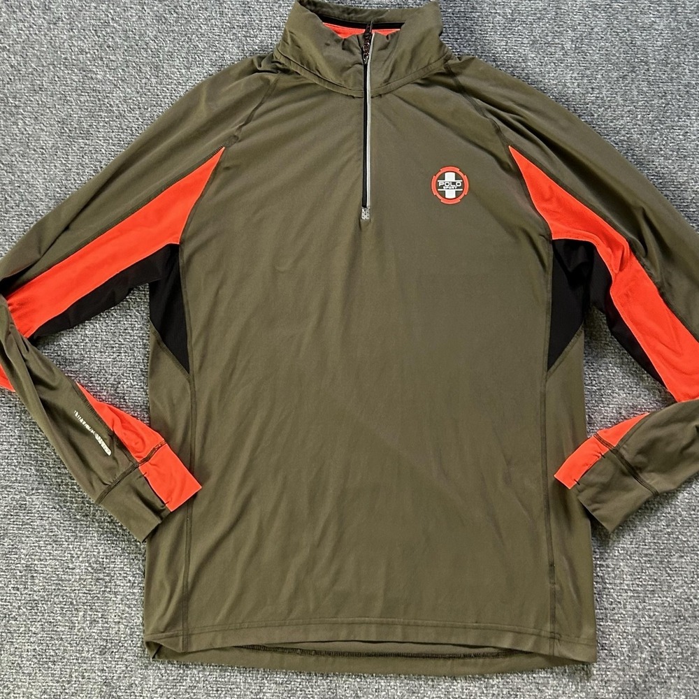 Polo Sport Ralph Lauren Pullover Mens‎ Medium Green Colorblock 1/4 Zip Top